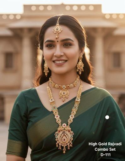 High gold rajvadi combo set D 111 Trendy artificial jewellery market in Delhi